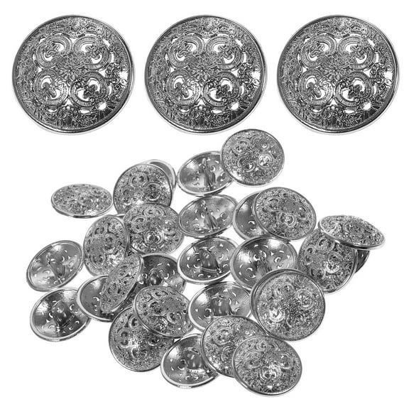 QIFULL 30pcs Silver Buttons for Sewing Fancy Metal Buttons for Jackets Decorative Round for Women
