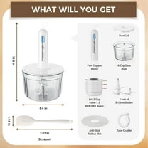 Food Processor with 4 Blades & 4 Bowls (8 Cup 3x0.5 Cup), Small Food Processor & Meat Grinder - Compact Design for Meal Prep, Baby Food, Sauces - Dishwasher Safe