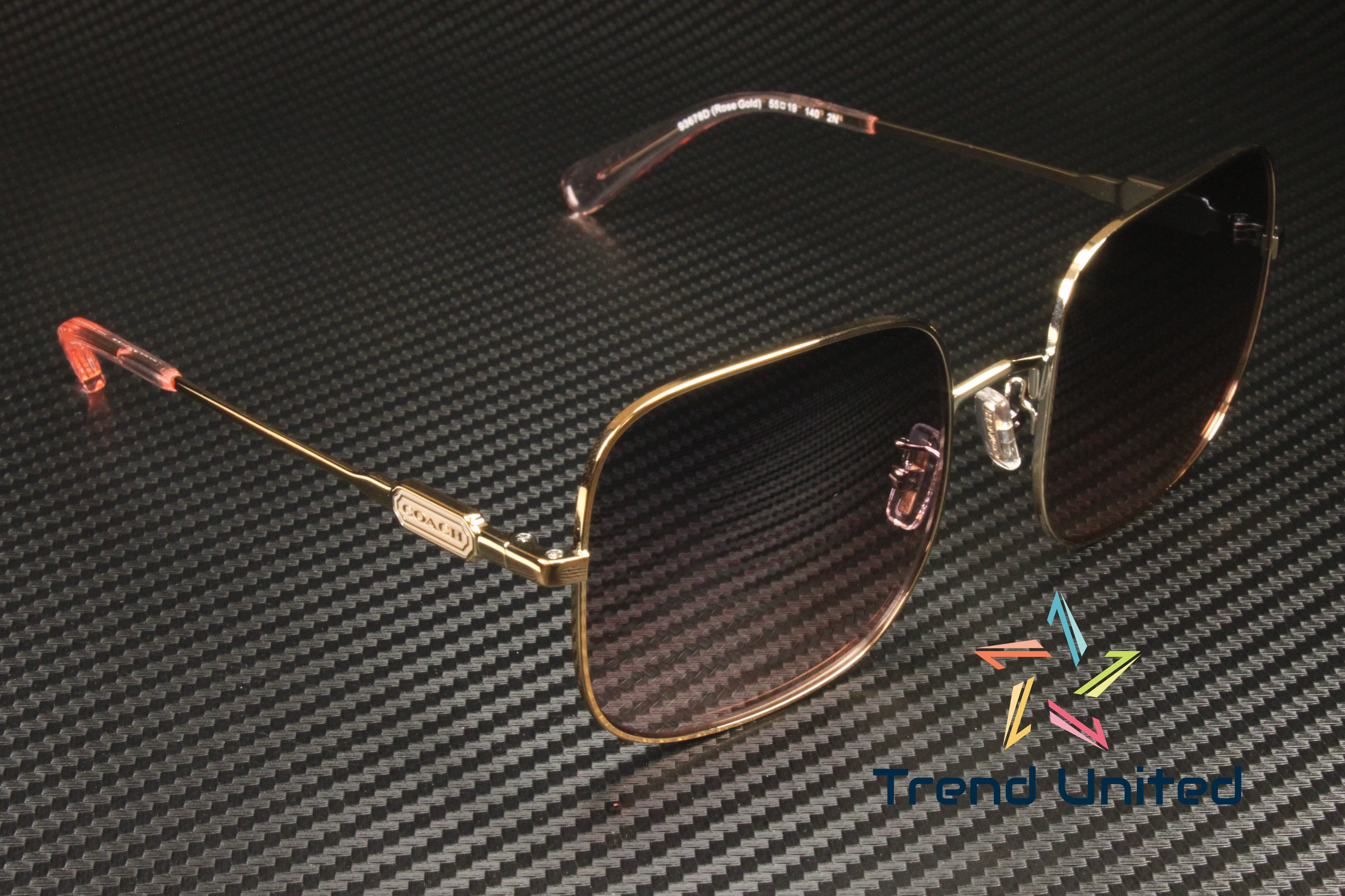 COACH HC7120 93678D Square Rose Gold Navy Pink Peach Grad 55 