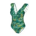 thumbnail image 4 of Yiaed Jungle Leopard Print Women's Ruffled One Piece Swimsuit V Neck Swimwear Slimming Monokini for Woman-X-Large, 4 of 8
