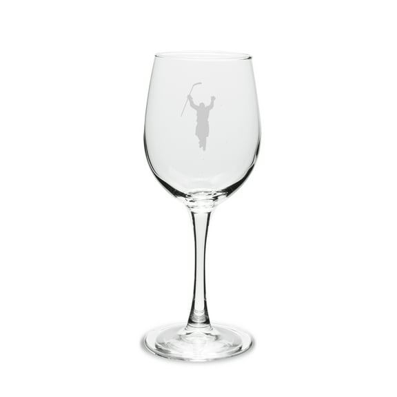 Hockey Player 12 oz. Deep Etched Wine Glass