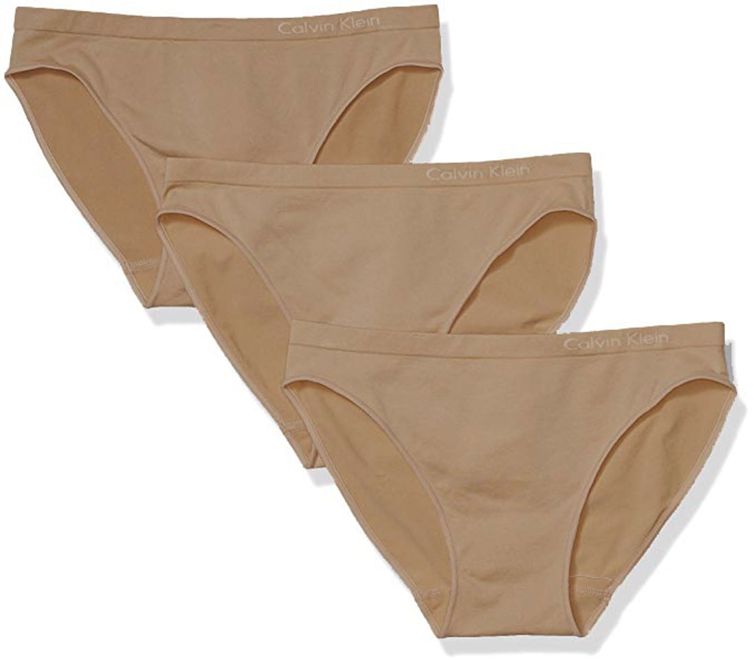 Calvin Klein Women's Pure Seamless Bikini Panty, Sparrow, 3 Pack, Small ...