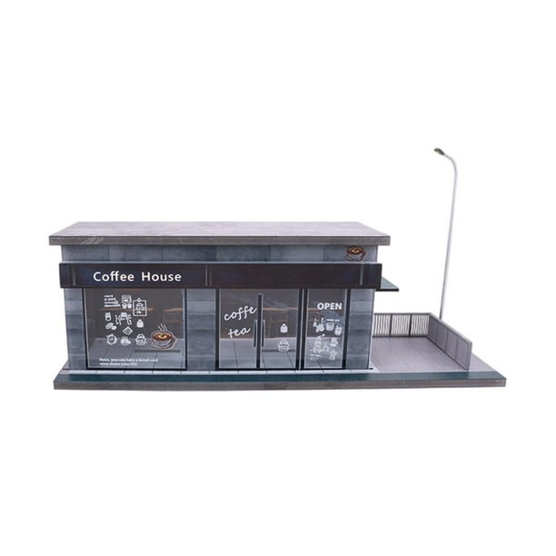 Vitrina para maquetas de coches a escala 1/64, organizador de dioramas para cafeterías, exhibidor de modelos en miniatura. Estilo A