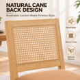 thumbnail image 3 of PORKISS Rattan Dining Chairs Set of 4, Farmhouse Tan Kitchen Chairs with Cane Back, Upholstered Dining Room Chairs with Solid Wood Frame, Side Chairs for Kitchen, Dining Room, 3 of 10