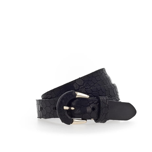B.Belt Ladies Belt - Cinturón de cuero Charleen, cuero genuino, hecho a mano Negro 75 cm
