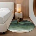 thumbnail image 3 of Sage Green Waves Round Area Rug 4 FT, Non Slip Indoor Outdoor Rug, Rustic Abstract Ombre Stripes Art Washable Soft Circular Carpet Non-Shedding Floor Mat for Coffee Table Nursery Foyer Balcony, 3 of 8