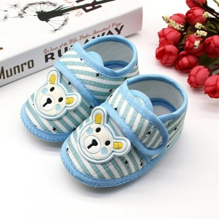 

Baby Boys Girls First Walkers Cartoon Cotton Shoes Bear Pattern Stripes Sneakers Newborn Soft Sole Toddler 0-18M