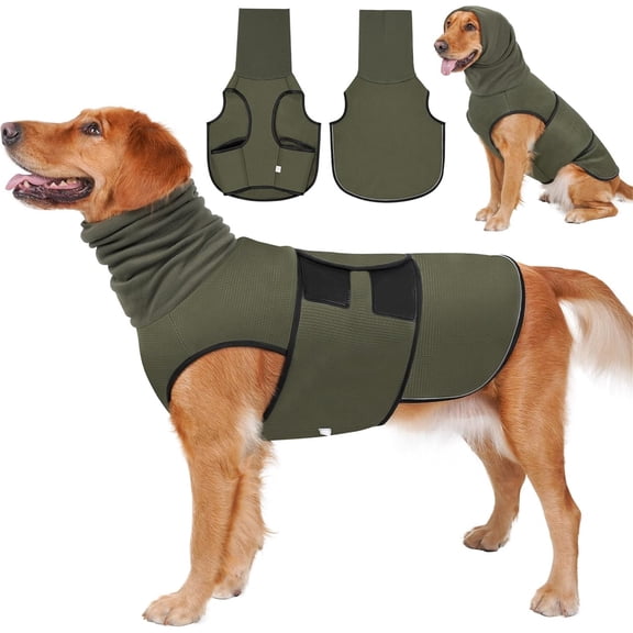 HQREA Dog Anxiety Vest with Hood Sleeveless Pet Shirt Calming Shirt Jacket for Large Dogs