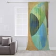 thumbnail image 3 of Teal Blue Brown Semi Sheer Curtains Drapes for Living Room, Bedroom, French Doors Window 108 Inches Long, Modern Oil Painted Abstract Rod Pocket Chiffon Curtain Drapery Voile Draperies Panel, 3 of 6