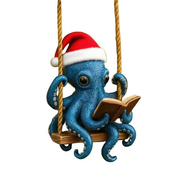 Regalos de Navidad para Amigos Colgante de Pulpo de Navidad 2D Colgante Plano Mochila Llavero Colgante Regalo de Vacaciones Llavero para Mochilas