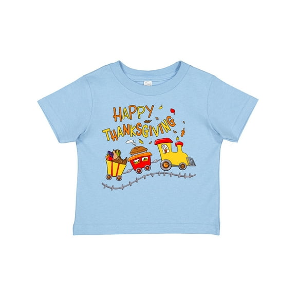 Inktastic Happy Thanksgiving Turkey Train with Food Boys or Girls Toddler T-Shirt