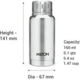 thumbnail image 2 of Milton Elfin 160, Double Wall Vacuum Insulated Flask, 160 ml | 5.4 oz | Hot & Cold Water Bottle, 18/8 Stainless Steel, Compact Flask, Durable Body, BPA Free, Leak-Proof Simple Screw Lid | Silver, 2 of 2