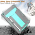 thumbnail image 3 of Allytech Case for iPad 9[10.2" 2021 Release], iPad 10.2" 9th/8th/7th Gen Case with Pen Holder, Slim Hard PC Shockproof Rubber Kickstand Children-Friendly Case for A2602/A2603/A2604/A2605, Gray+Mint, 3 of 4