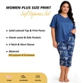 thumbnail image 6 of Plus Size Pajamas, PUTUO Womens Pajama Sets, Plus Size Short Sleeve V Neck Capri Pants Pajama Sets, Soft Ladies Pajamas Sleepwear Loungewear, 6 of 7
