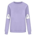 thumbnail image 6 of YOIAVAIOY Womens Ghost Sweatshirt Novelty Graphic Print Fleece Sweatshirts Long Sleeve Round Neck Festival Tops Causal Holiday Outfits Purple XXL, 6 of 7