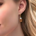 thumbnail image 2 of Gem Stone King 18K Yellow Gold Plated Silver Ecstasy Mystic Topaz and White Moissanite Dangle Earrings for Women (7.34 Cttw, Gemstone Birthstone, Oval 10X8MM, Trillion 5MM), 2 of 4