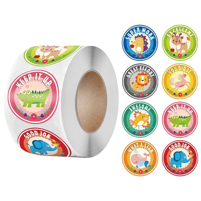 Etiqueta adhesiva de animales de dibujos animados para niños, pegatinas de agradecimiento, etiqueta de juego de juguete, etiqueta de sellado de regalo DIY, suministros de decoración, 50-500 piezas