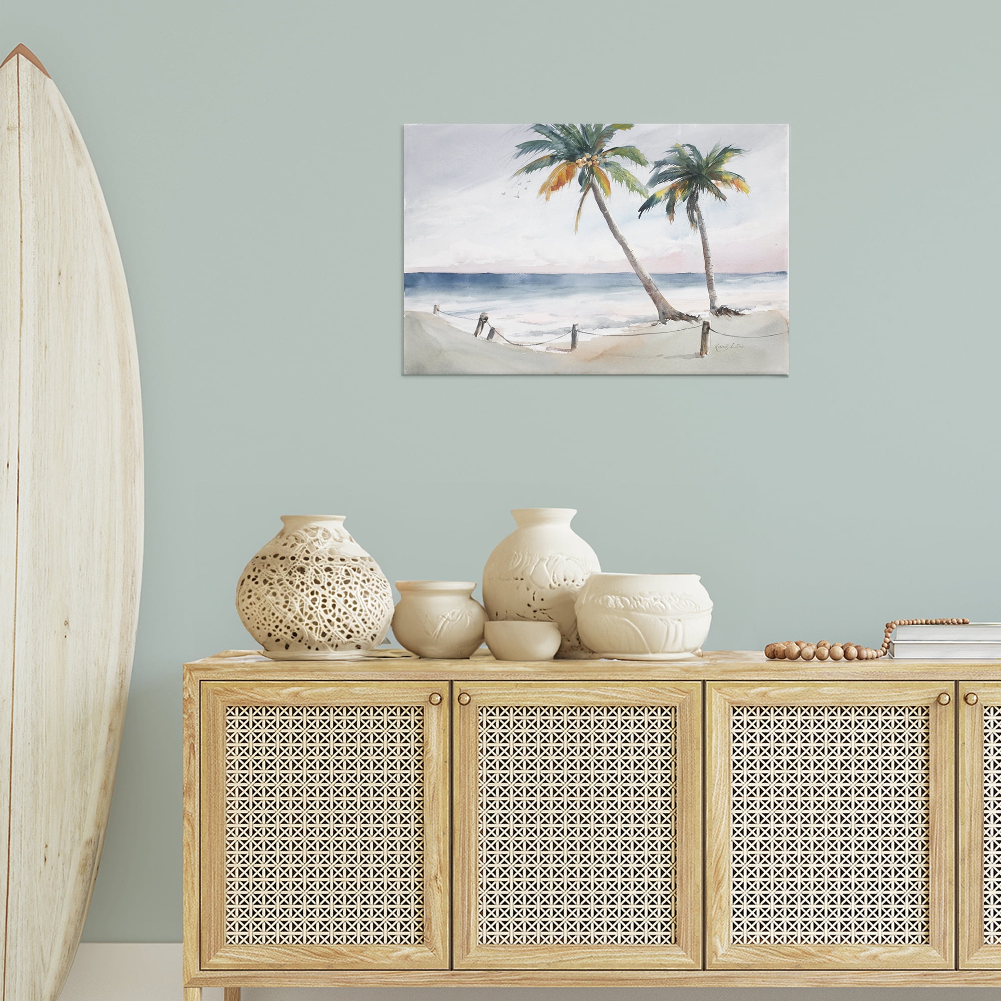 Stupell Industries Two Palms Serene Coast Nautical & Beach Painting Wrapped Canvas Art Print Wall Art, 30 x 20