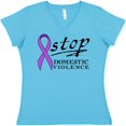 thumbnail image 3 of Inktastic Stop Domestic Violence-purple Ribbon Women's V-Neck T-Shirt, 3 of 5