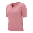 thumbnail image 5 of VISALY Womens Short Sleeve Sweater Casual Summer V Neck Pullover Tops Knit Sweater Blouse Lightweight Sweater Shirts Crop Tops Business Casual Outfit Beach Vacation Clothes Pink S, 5 of 9