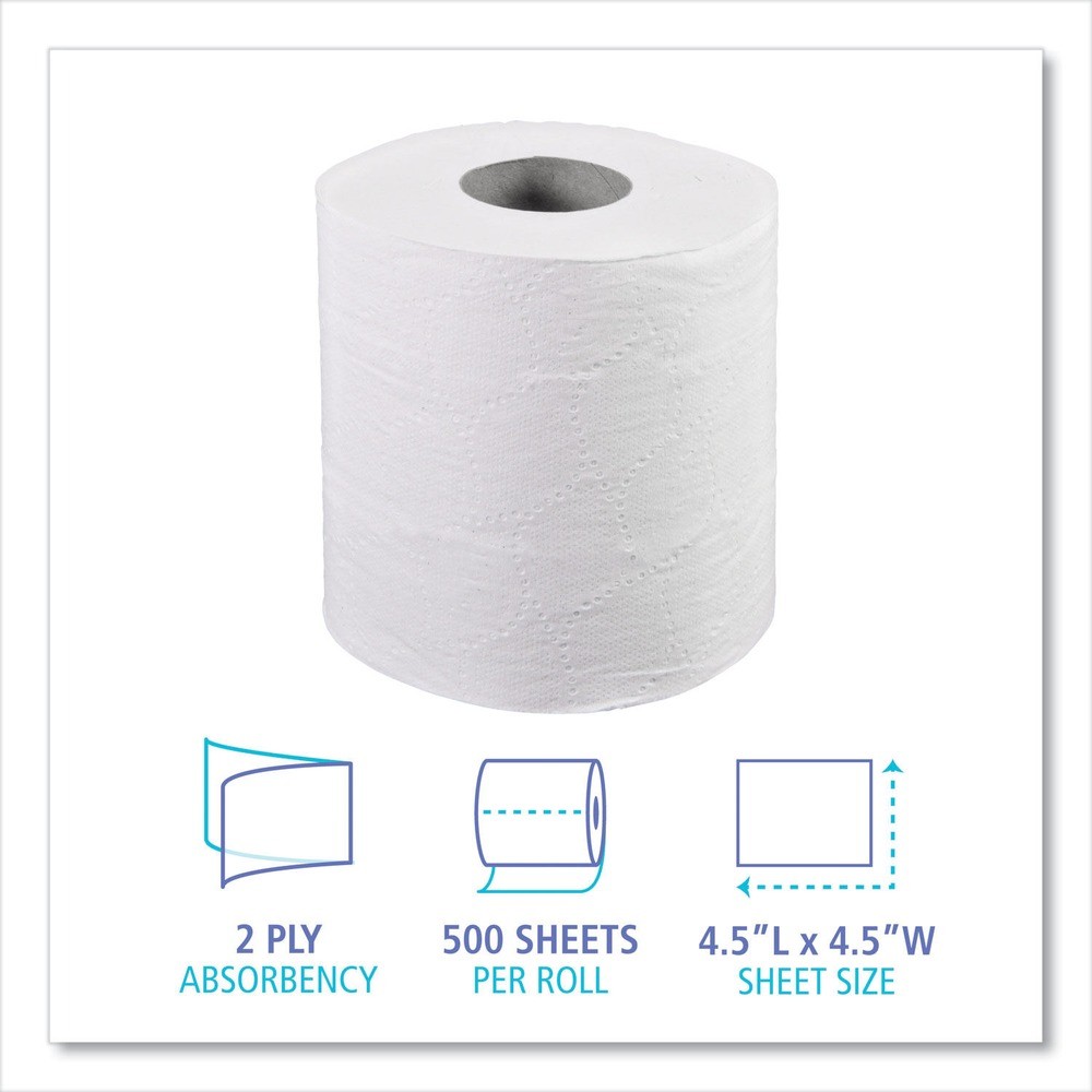 4.5" x 4.5" 2-Ply Septic Safe Toilet Tissue - WT (96/Carton) New