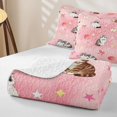 thumbnail image 4 of Manfei Cartoon Cat Quilt King, Sky Star Ribbon King Coverlet Set, Pink, 3-Piece, 1 Bedspread and 2 Pillowcases, 4 of 7