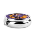 thumbnail image 3 of ZICANCN Round Pill Box Organizer with 3 Compartment, Cat Halloween Kawaii Wreath Portable Travel Pill Cases for Pocket or Purse, 3 of 6