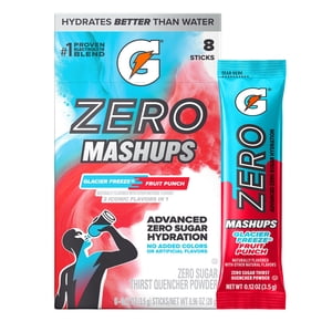 Gatorade Zero Sugar Mashups Glacier Freeze Fruit Punch, 8 Pack
