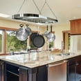 thumbnail image 2 of Sorbus Pot and Pan Rack for Ceiling with Hooks (CHROME)— Decorative Oval Mounted Storage Rack, 2 of 8