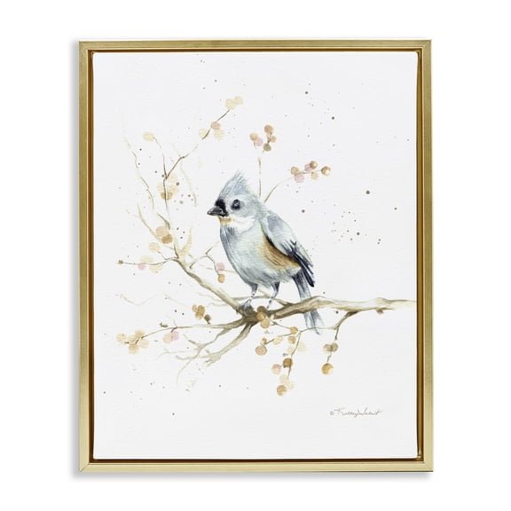 Stupell Industries Rustic Lodge Blue Jay Perched Nature Gold Floating Frame Canvas Art, 17 x 21, by Kelley Talent