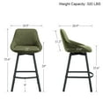 thumbnail image 4 of Zesthouse 25.6" Swivel Counter Height Bar Stools Set of 2, Modern Counter Height Chairs with Backs and Metal Legs, Upholstered Linen Barstools for Kitchen Island, Green, 4 of 10