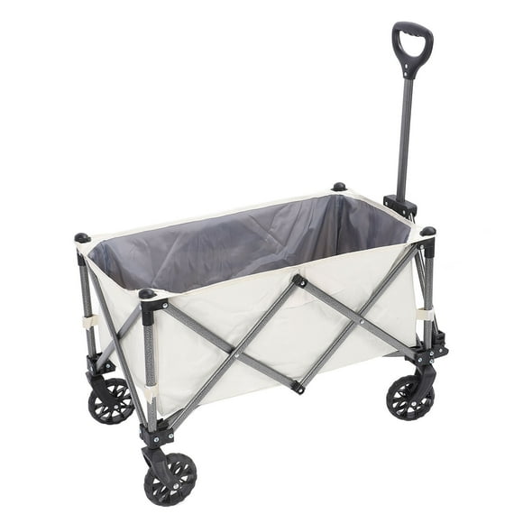 Wagon Folding Wagon Cart Garden Cart with Wheels Portable Large Capacity Utility Grocery Wagon for Camping Fishing Sports Shopping White 100L