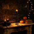 thumbnail image 4 of Black Metal Taper Candle Holder with Satin Bow - Gothic Halloween Table Centerpiece, Fall Harvest Indoor Display for Mantel, Home & Holiday Decor, 4 of 5