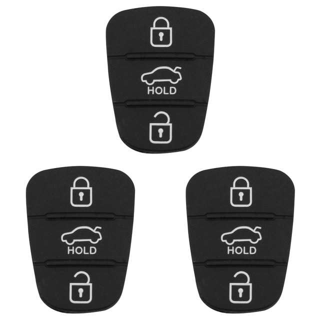 3 almohadillas de goma para botones de llave para carcasa de coche remota abatible (con letra) 3 uds.