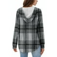 thumbnail image 5 of Stichou Plaid Hoodies for Women Trendy Winter Fashion 2025 V Neck Button Oversized Sweatshirt Plus Size Tops Clothes Gray M, 5 of 5