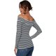 thumbnail image 2 of playera sexy de manga larga con hombros descubiertos para mujer en líneas Negro y Blanco M en líneas Negro y Blanco M Xishao ropa, 2 of 2