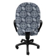 thumbnail image 3 of Japanese Office Chair Slipcover, Flower Petals in Circles with Ornate Leaves Abstract Eastern, Protective Stretch Decorative Fabric Cover, Standard Size, Charcoal Grey Dark Blue, by Ambesonne, 3 of 5