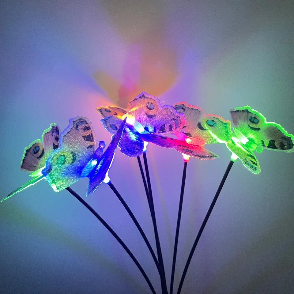 PURELY- Solar Garden Lights Butterflies Outdoor Waterproof Led Stake Lamp Yard Deco