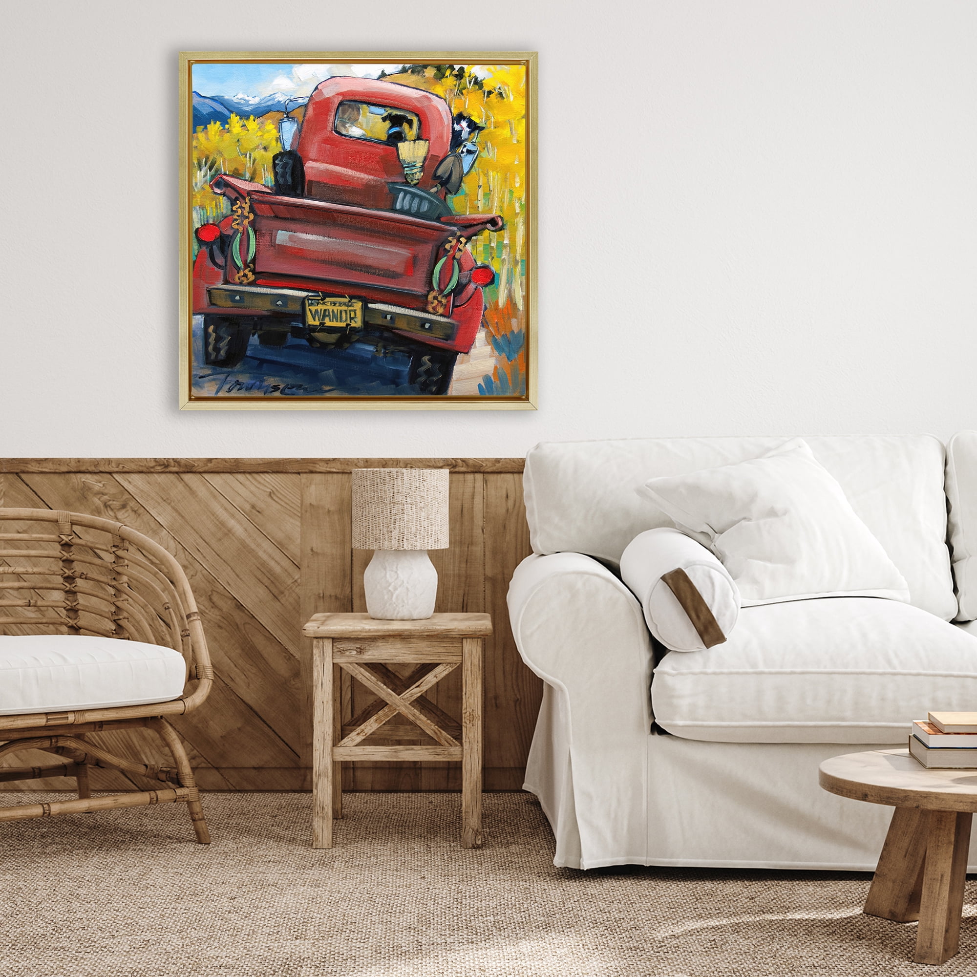Stupell Industries Wander Truck Through Wheat Grass Gold Framed Floater Canvas Wall Art, design by CR Townsend