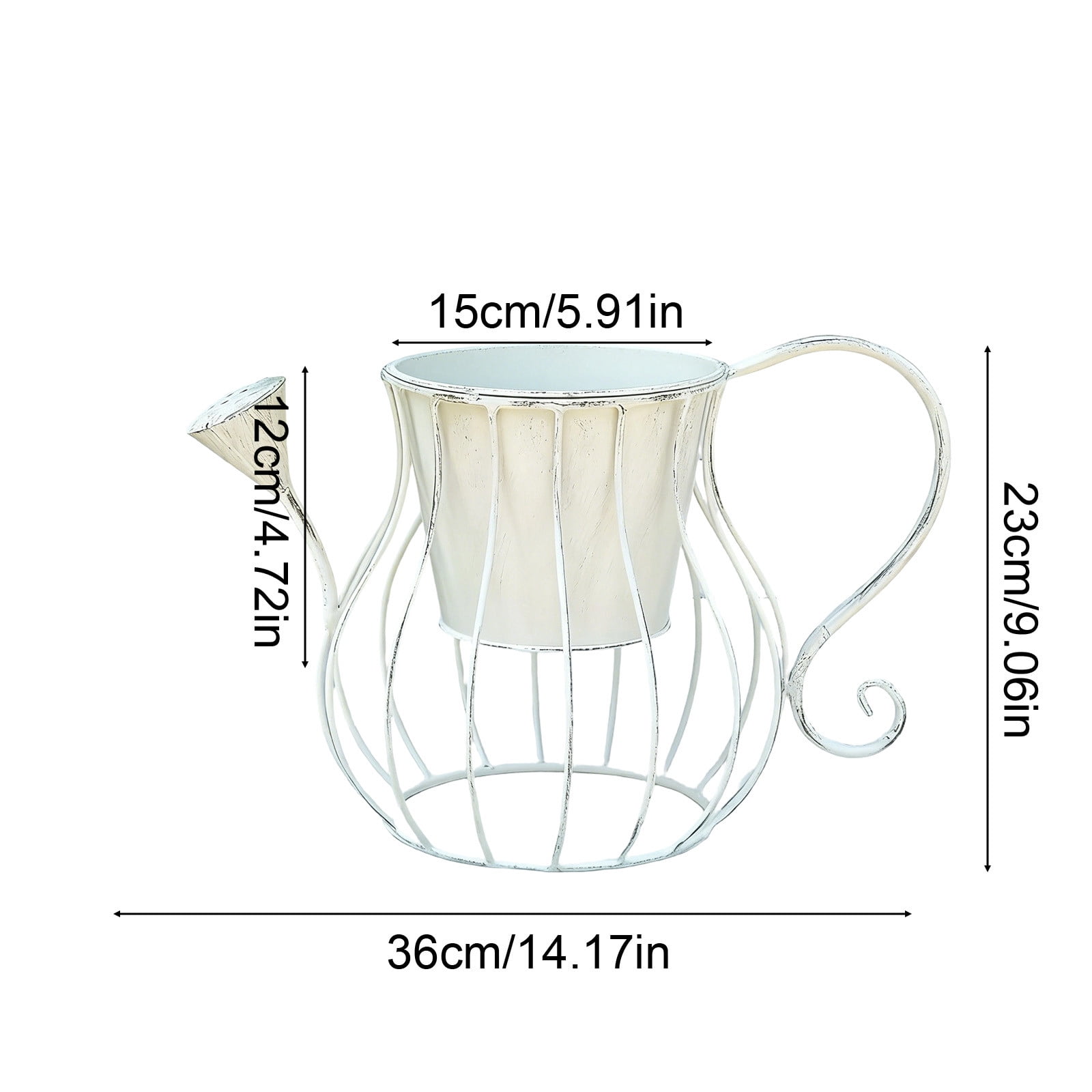 AuroraX Watering Can Plantser Garden Plantser Outdoor Rustic Spring Ready Metal Garden Decor White