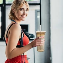 20 oz Glass Cup with Lid & Straw,Clear Iced Coffee Glass Tumbler for Water, Tea,Juice, Vintage Transparent Design, glass drinkware, iced coffee cup,D,1PC