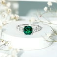 thumbnail image 5 of Rosec Jewels Lab Created Emerald Solitaire Ring with Moissanite Side Stones for Women - 8 mm, 10K White Gold, US 5.00, 5 of 7