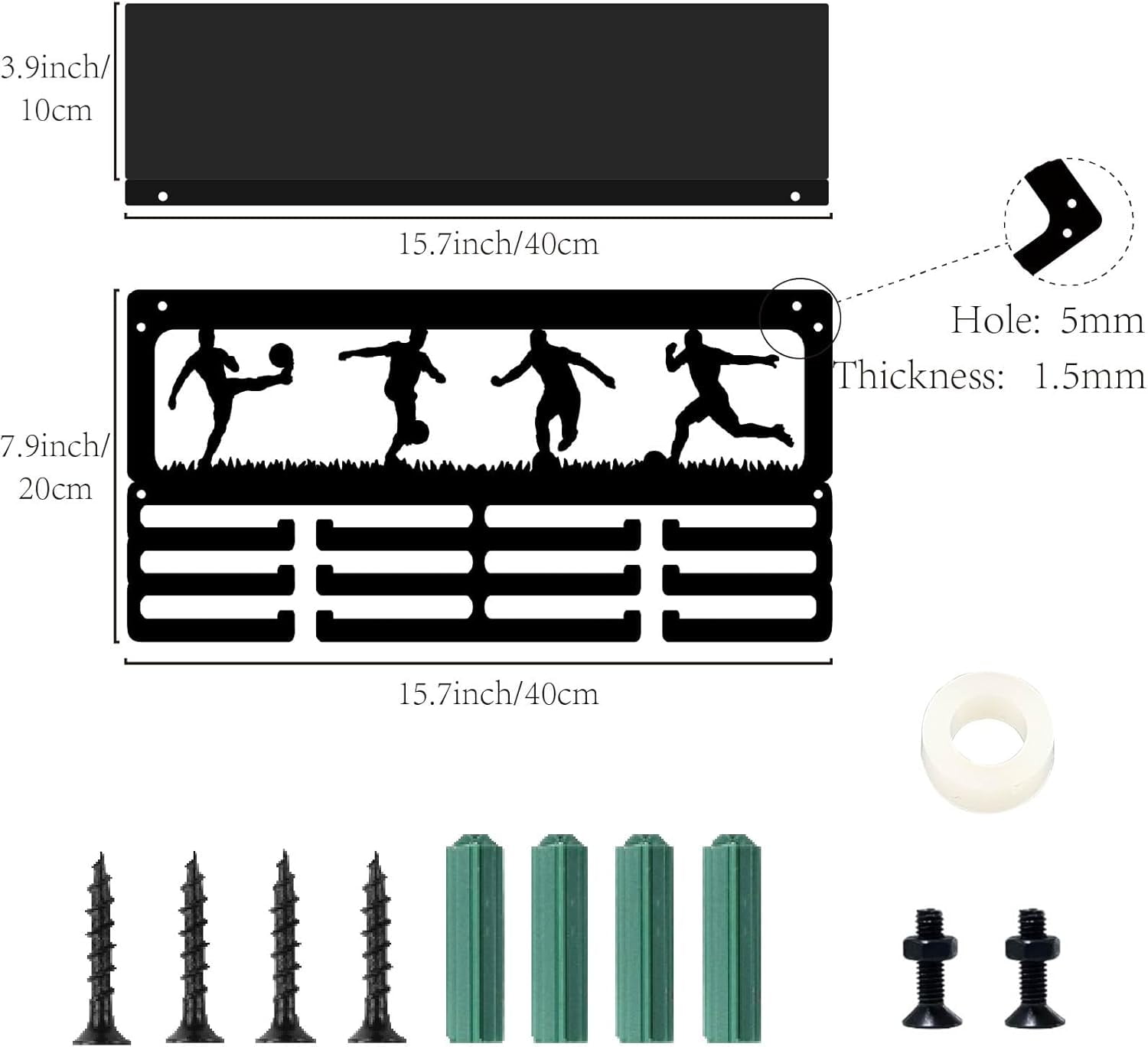 Football Medal Rack Trophy Display Shelf Sports Awards Hanger Ribbons Holder Medal Hooks Organizer