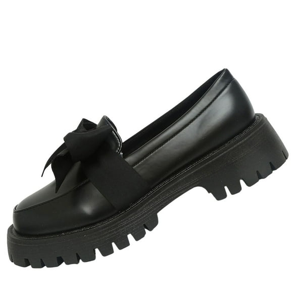 RXMEKW Womens Shoes Heels, Fashionable Casual Loafers with Bow Detail and Thick Sole for Women