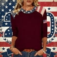 thumbnail image 2 of MEICHEN Ladies' American 250th Anniversary Patchwork Print 3/4 Sleeve 3/4 Sleeved Top Summer T Shirts for Women, 2 of 5