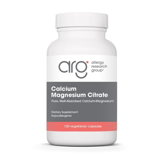 Allergy Research Group Calcium Magnesium Citrate Supplement - Bone Health, with Calcium Citrate, Pure, Well-Absorbed, Vegetarian Capsules - 100 Count