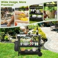 thumbnail image 3 of Topcobe 3 Tiers Foldable Outdoor Cart on 2 Wheels with Phone Holder, Cooking Space for Backyard, Patio and Parties-Black, 3 of 10