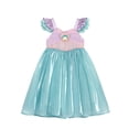 thumbnail image 3 of Vestido de sirena con manga voladora para niña, ropa informal de princesa con lentejuelas, Top elegante para fiesta de cumpleaños de 1 a 8 años, 3 of 5