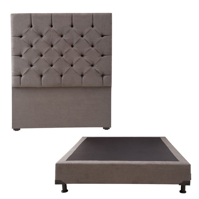 Box Base Cama Individual + Cabecera Capri Gris Dicasa Capri Bless