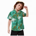 thumbnail image 3 of NIEWTR Boys Vintage Floral Print Short Sleeve Button Up Shirt Casual Summer Tops for Beach & Parties(Mint Green,3-4 Years), 3 of 6